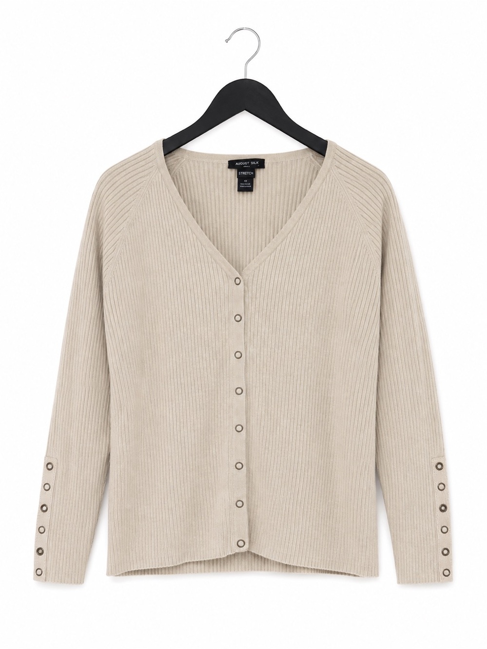 August Silk 72% silk Ribbed Cardigan Sweater XL